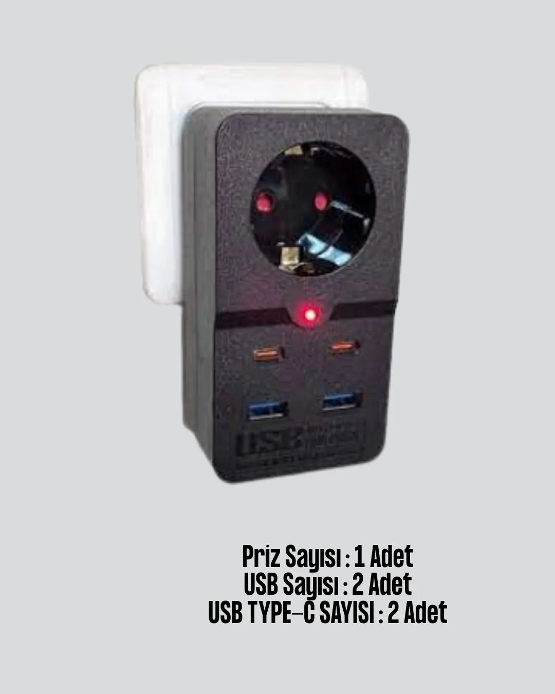 Tip Akım Koruma Prizi 10A 2500W USB Type C Destekli