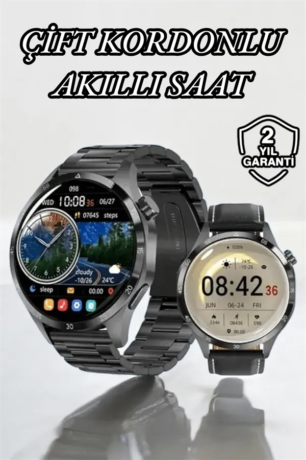 Çift Kordonlu Yüksek Çözünürlüklü Akıllı Saat Uyku İzleyici & Spor Modları