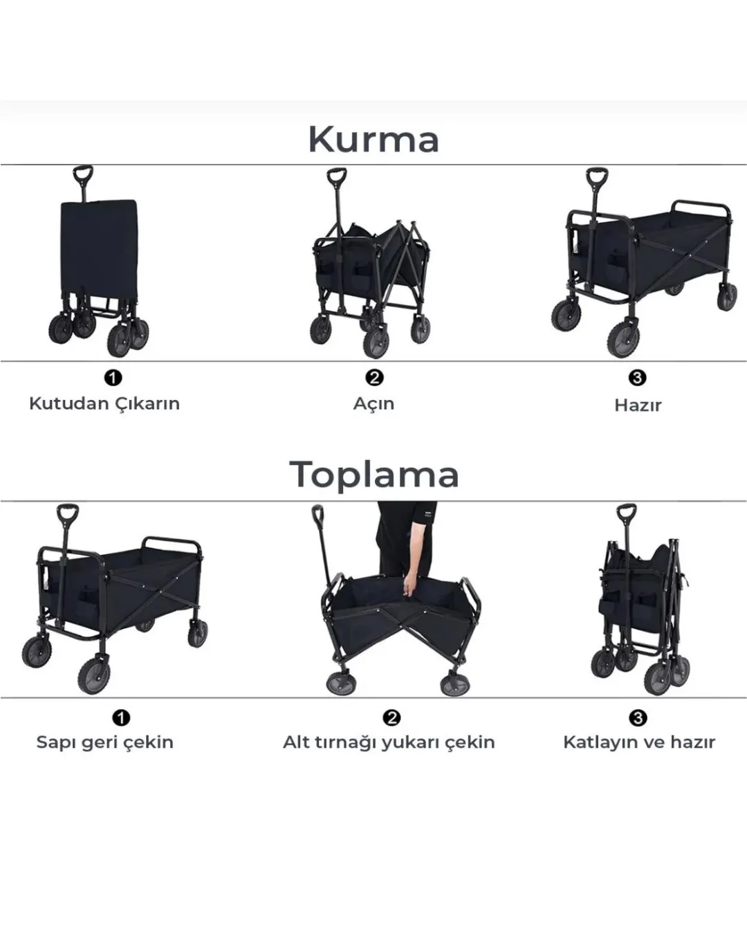 Katlanabilir Eşya Taşıma Arabası Kamp Plaj ve Bahçe Kullanımına Uygun