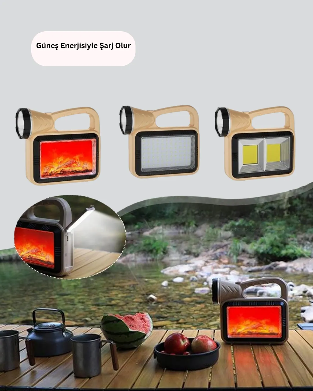 Solar COB Alev Efektli Lamba – Güneş Enerjili, Suya Dayanıklı, Taşınabilir