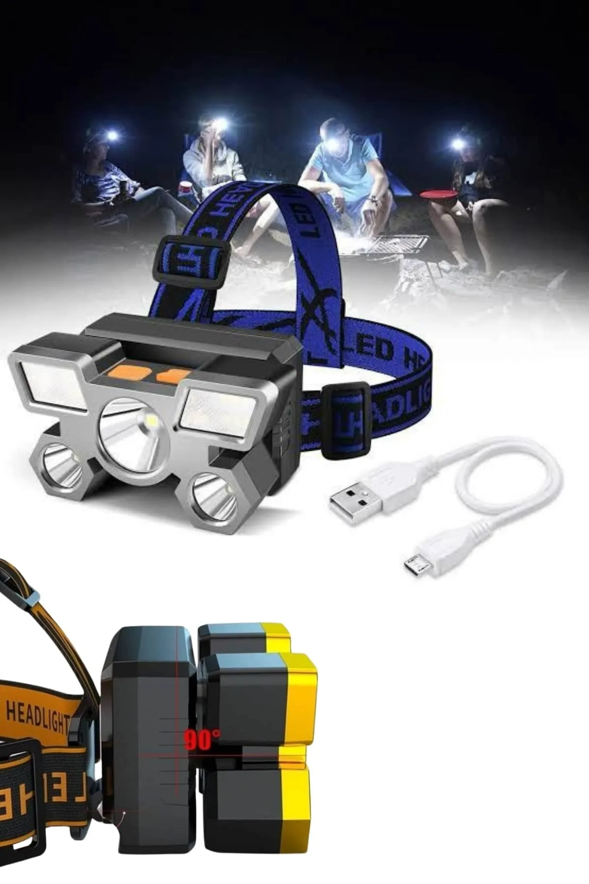 Kafa Lambası 800 Lümen 4 Mod Yüksek Işık Flaşörlü Şarjlı Led Lamba