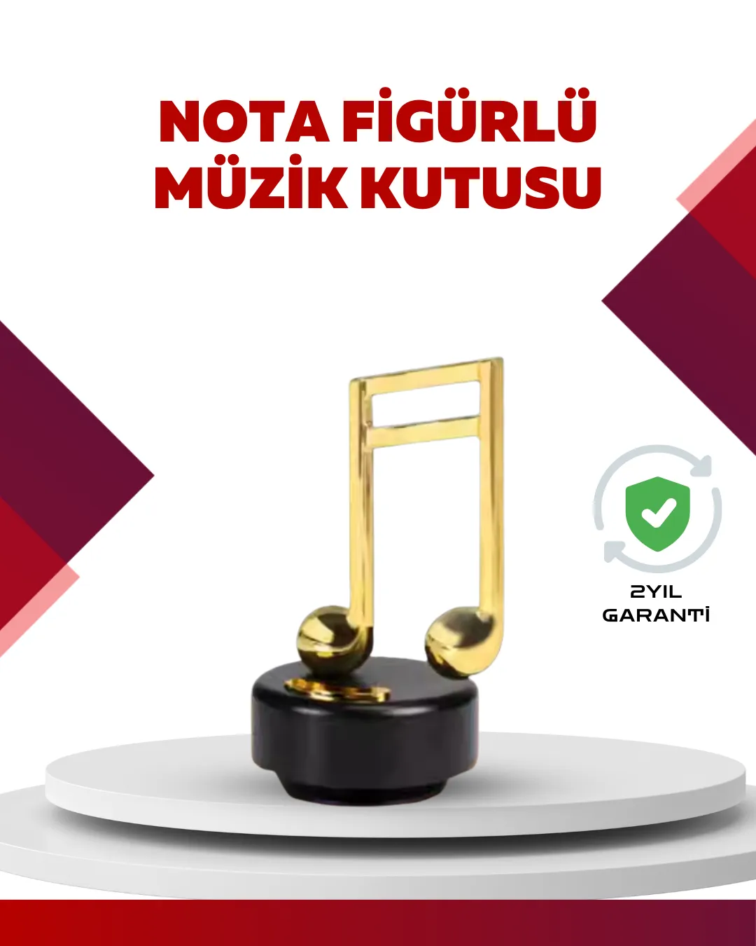 Altın Nota Temalı Müzik Kutusu  Müzikli Hediyelik