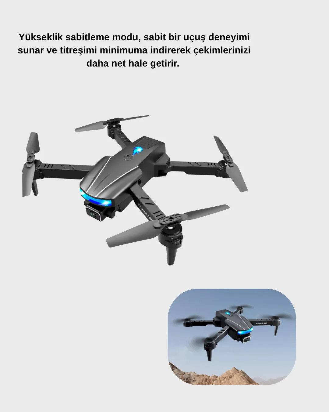 4K Kamera Özellikli Katlanabilir Drone Wi-Fi ve Yükseklik Sabitlemeli
