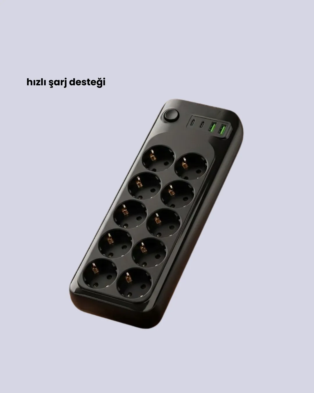 Termal Koruma Sistemli USB Type-C 10’lu Grup Priz 2m 2500W Güç Kapasiteli