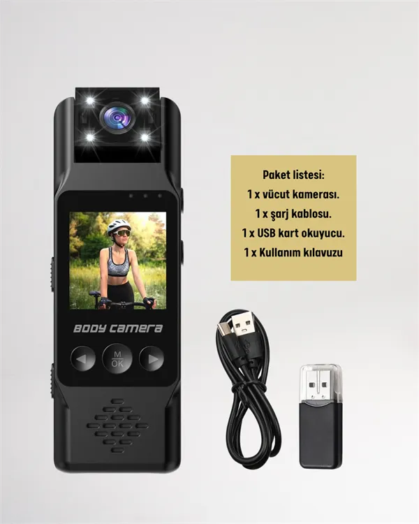 WiFi Destekli Mini Kamera – 180° Dönebilen Lens, 1080P Video, TFT Ekranlı