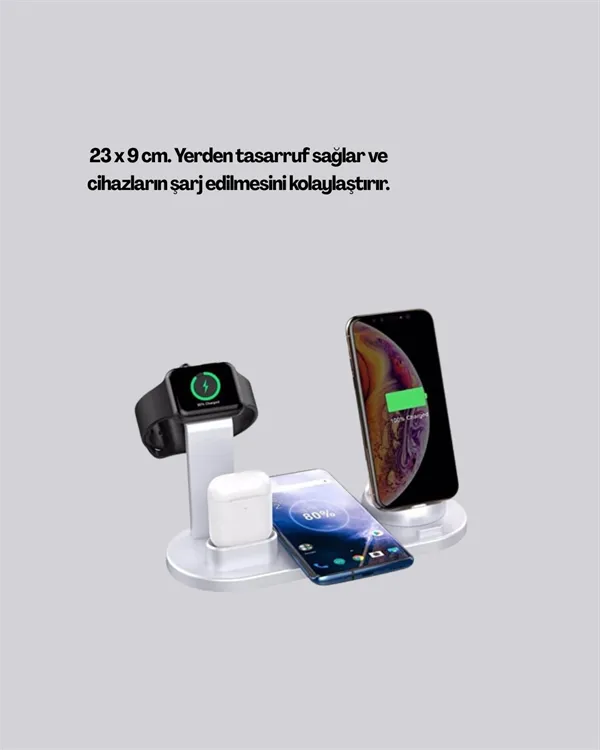 iPhone, Apple Watch ve AirPods ile Uyumlu 4'ü 1 Arada Şarj Ünitesi – Tüm Apple Cihazları Tek Noktada