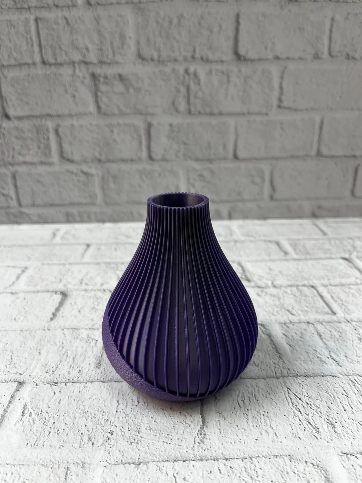 Mor Çizgili Dekoratif Vazo 11 cm Modern Tasarım Aksesuar