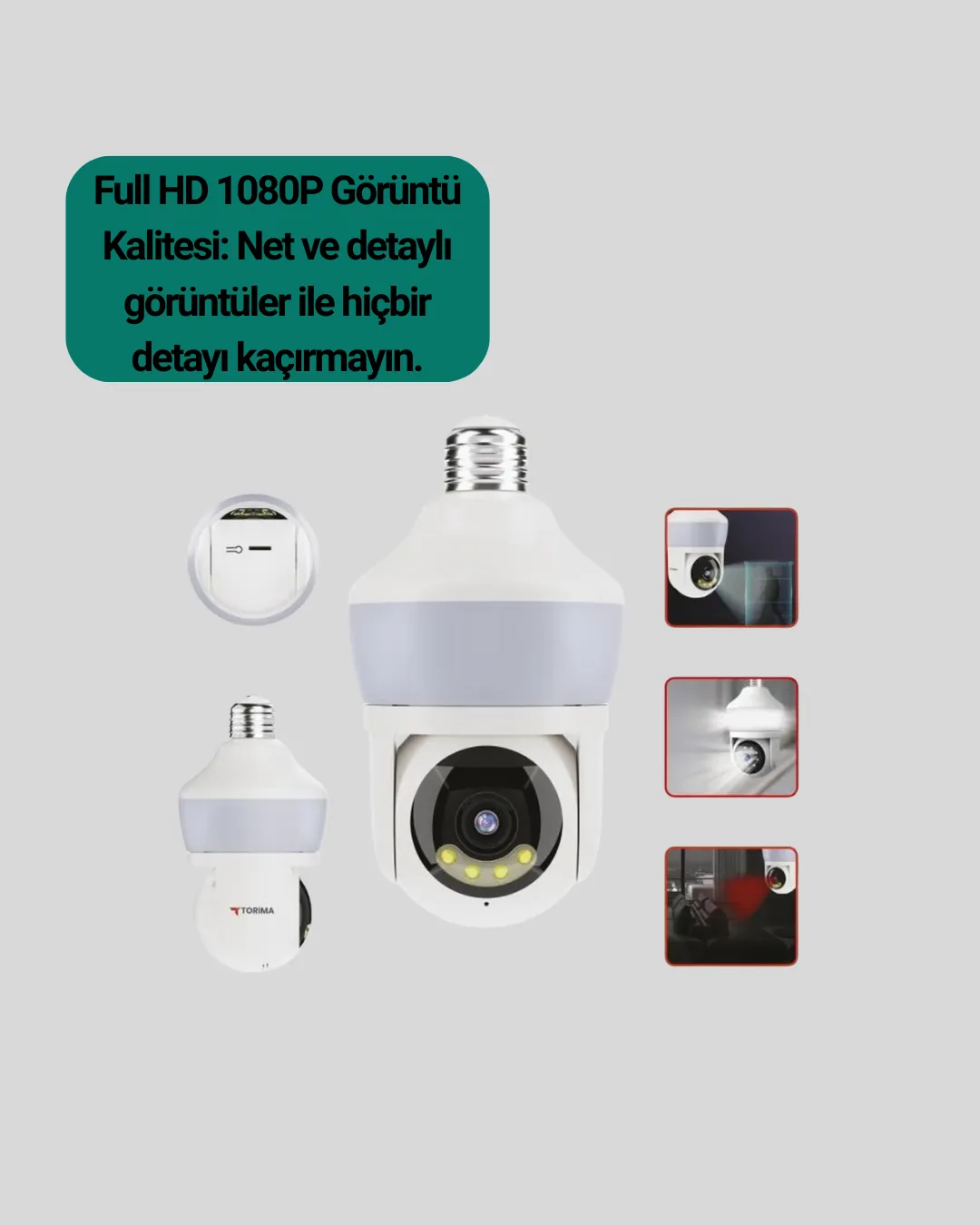 Kablosuz 360° Döner Başlıklı Full HD Güvenlik Kamerası