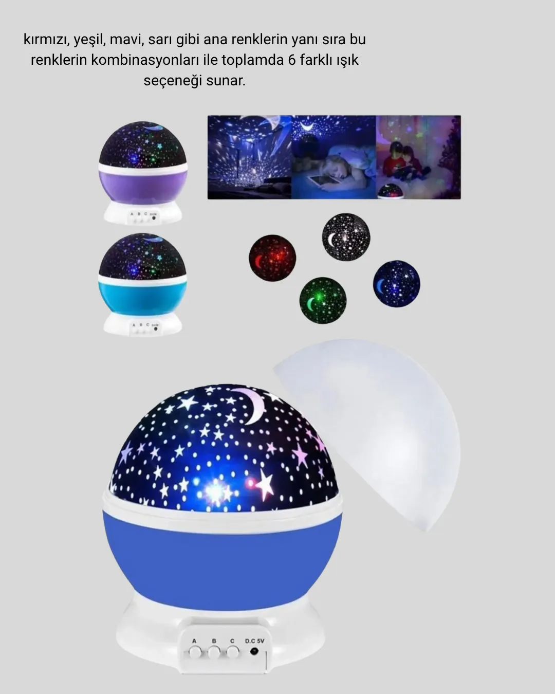 LED Gece Lambası 6 Renk Seçenekli Yumuşak Işıklı Uyku Yardımcı Lamba