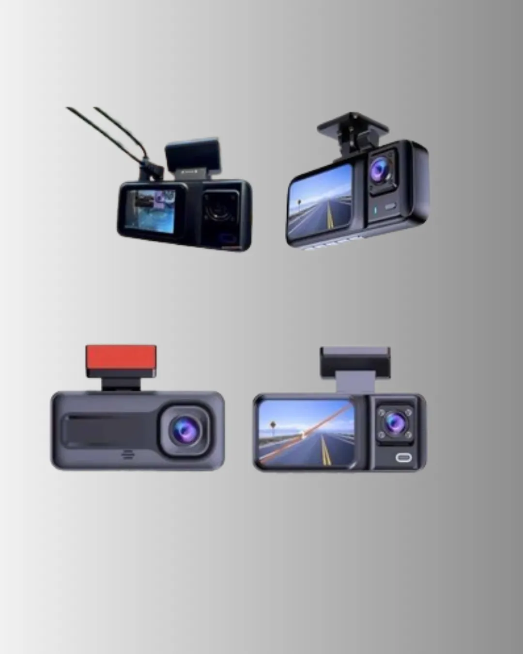 1080P Üç Kameralı Araç Kamerası Wi-Fi Destekli Park Modu ve G-Sensörlü