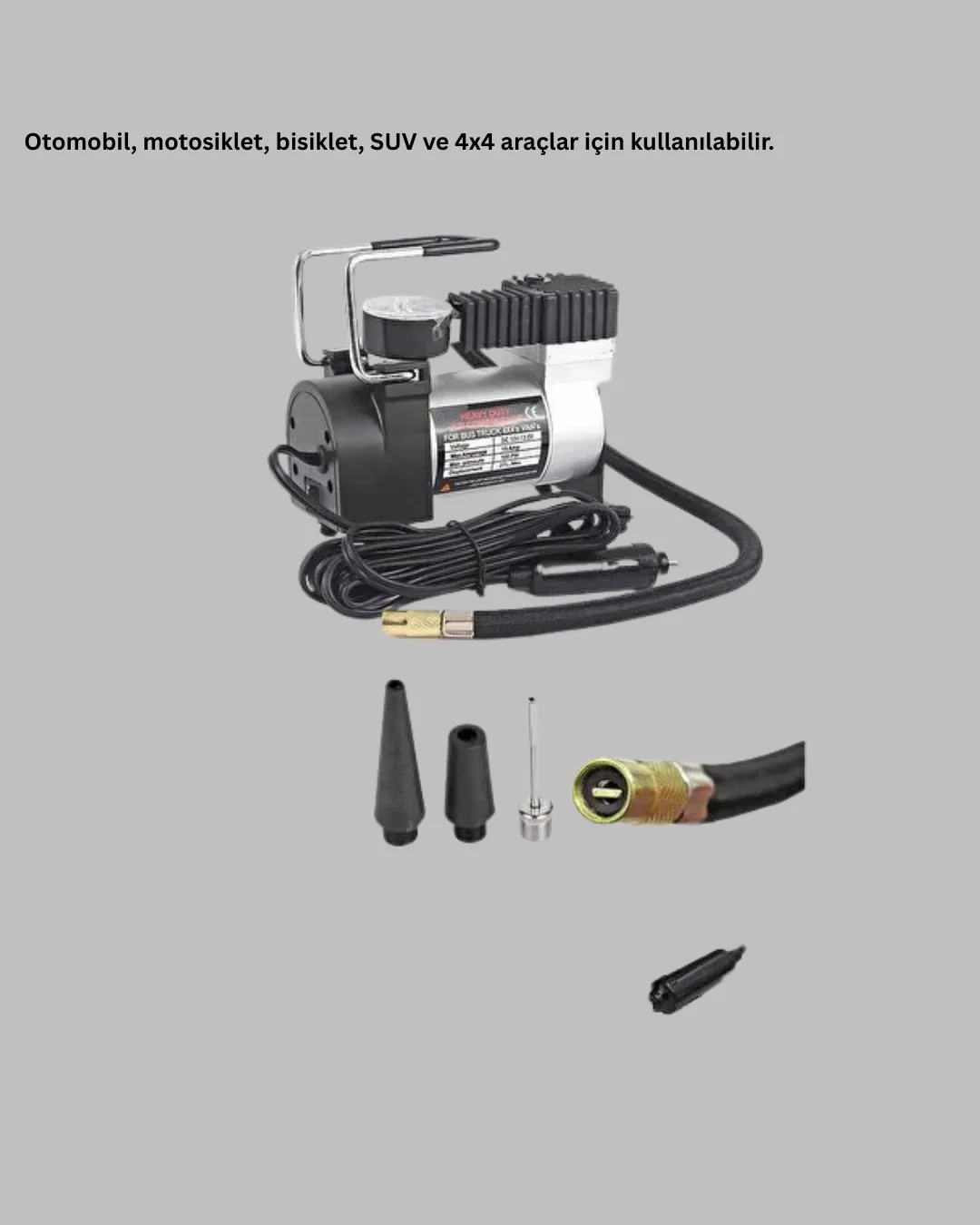 Ağır Hizmet Tipi Oto Kompresör 140 PSI Manometreli