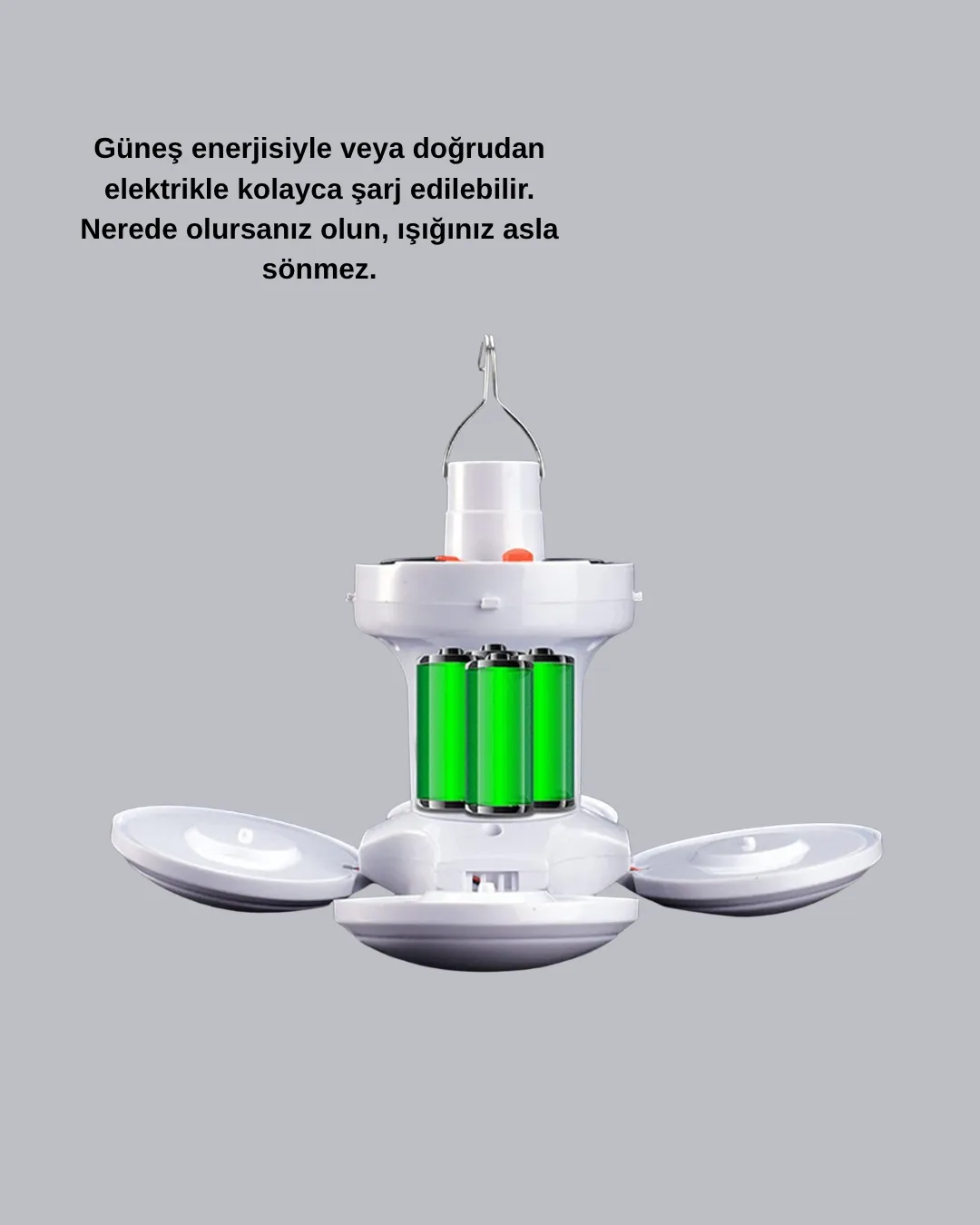 5 Kanatlı Solar Kamp Lambası – USB Şarjlı, Taşınabilir, IP65 Su Geçirmez Bahçe Lambası