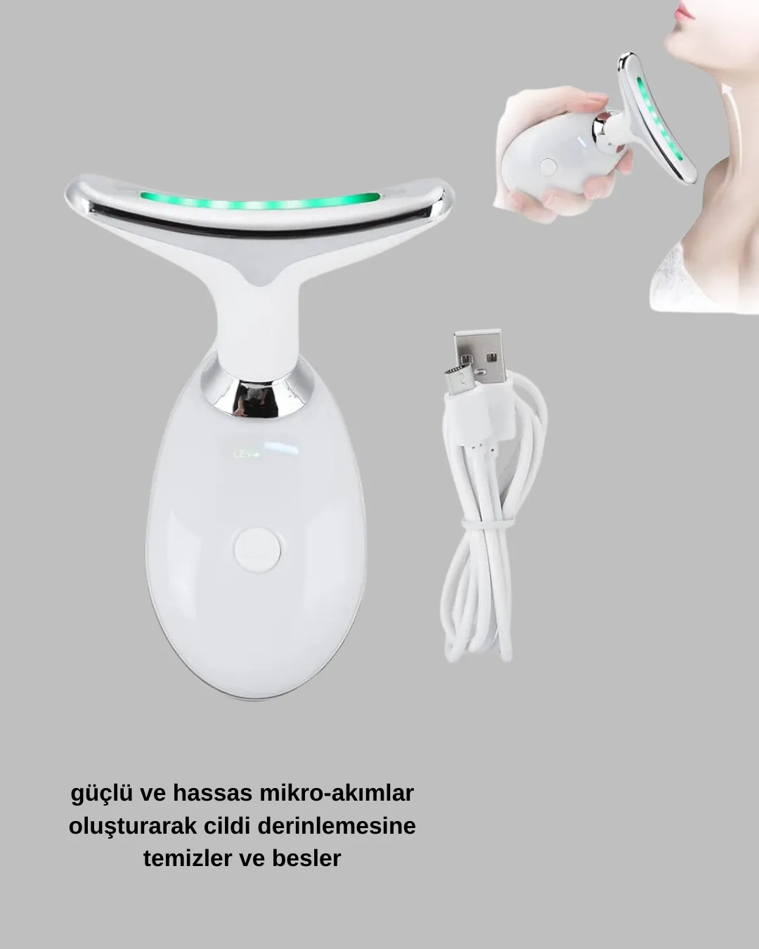 Yüz ve Boyun Sıkılaştırıcı Cilt Bakım Cihazı | EMS Mikro Akım & Kırışıklık Giderici