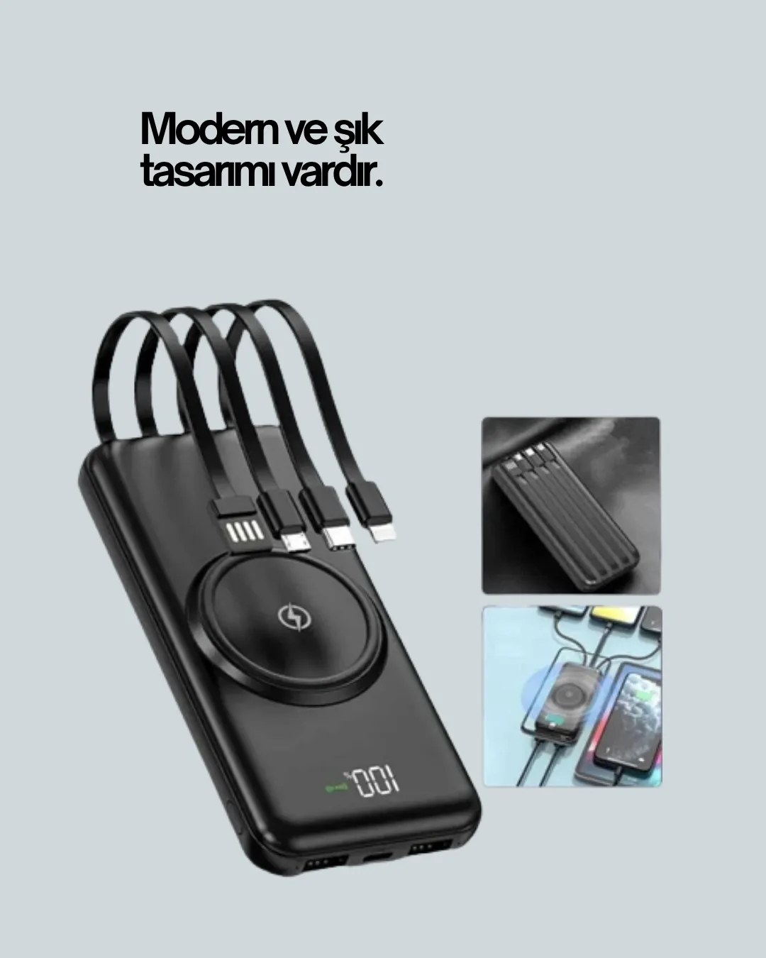 Kompakt Tasarım, Güçlü Performans – 10000mAh Kablosuz Powerbank