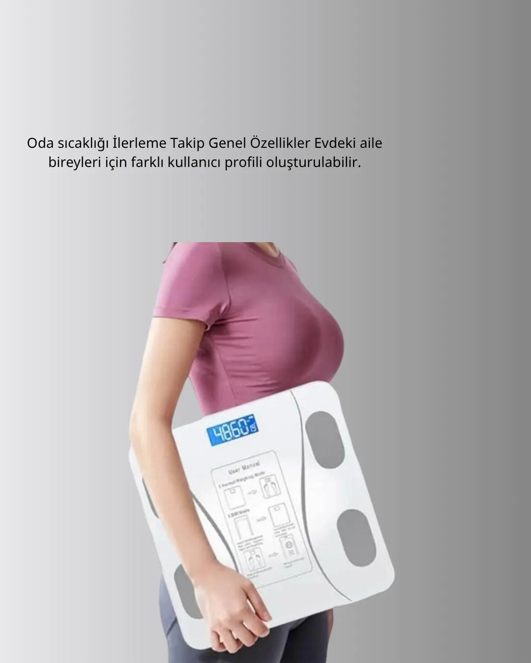 Akıllı Dijital Baskül – Bluetooth Bağlantılı, 8 Ölçüm Verili, Akıllı Vücut Analiz Tartısı