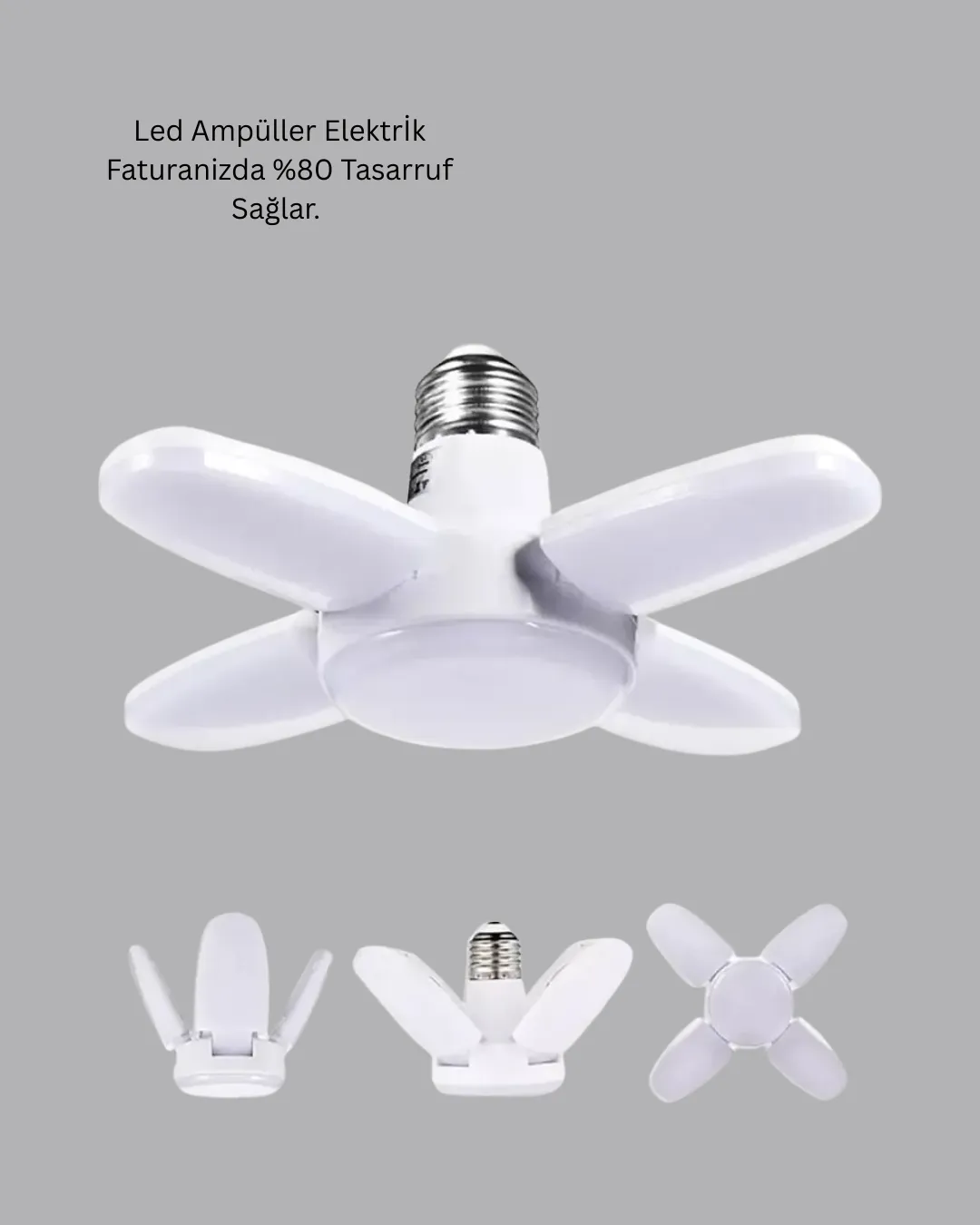 Tasarruflu Pervane LED Ampül 4 Kollu 60 Watt Geniş Alan Aydınlatma