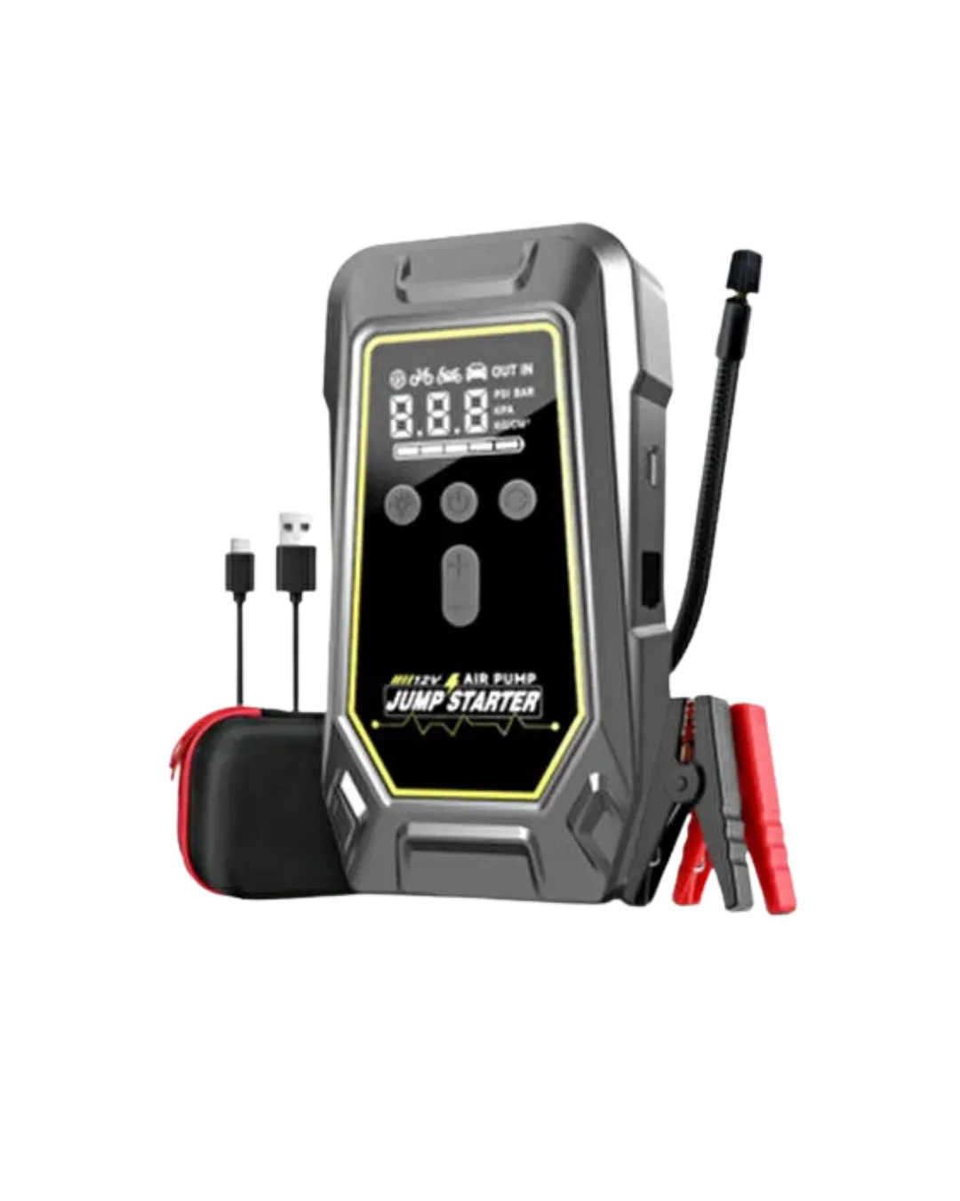 Lastik Şişirme Powerbank Özellikli Taşınabilir Cihaz