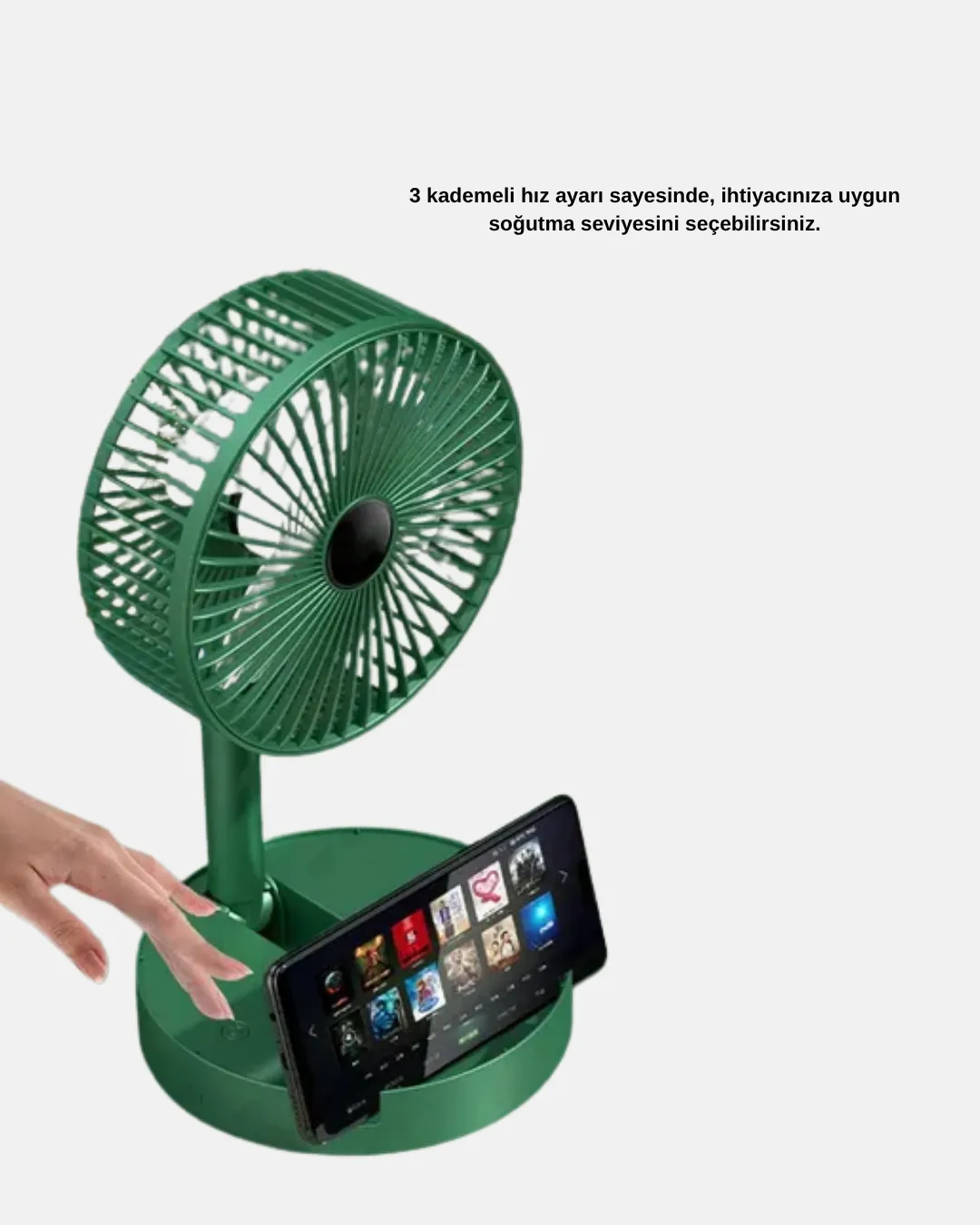 Katlanabilir Şarjlı Mini Fan 3 Kademeli Hız Ayarlı Taşınabilir