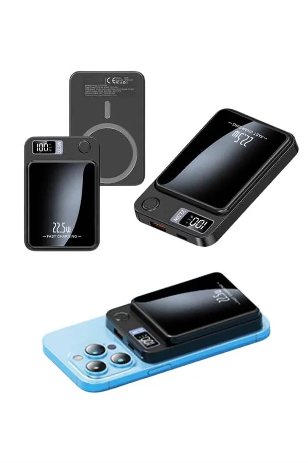 Taşınabilir Şarj Magsafe Powerbank 10.000 mAh Hızlı Şarj Led Göstergeli Kablosuz