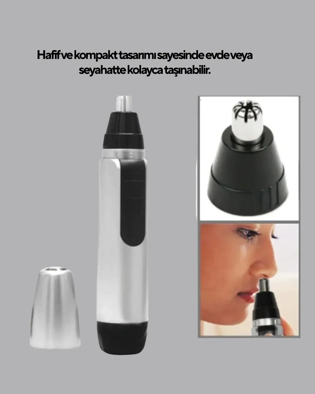 Kişisel Burun ve Kulak Tıraş Makinesi 3D Kavisli Bıçak ve Kompakt Tasarım