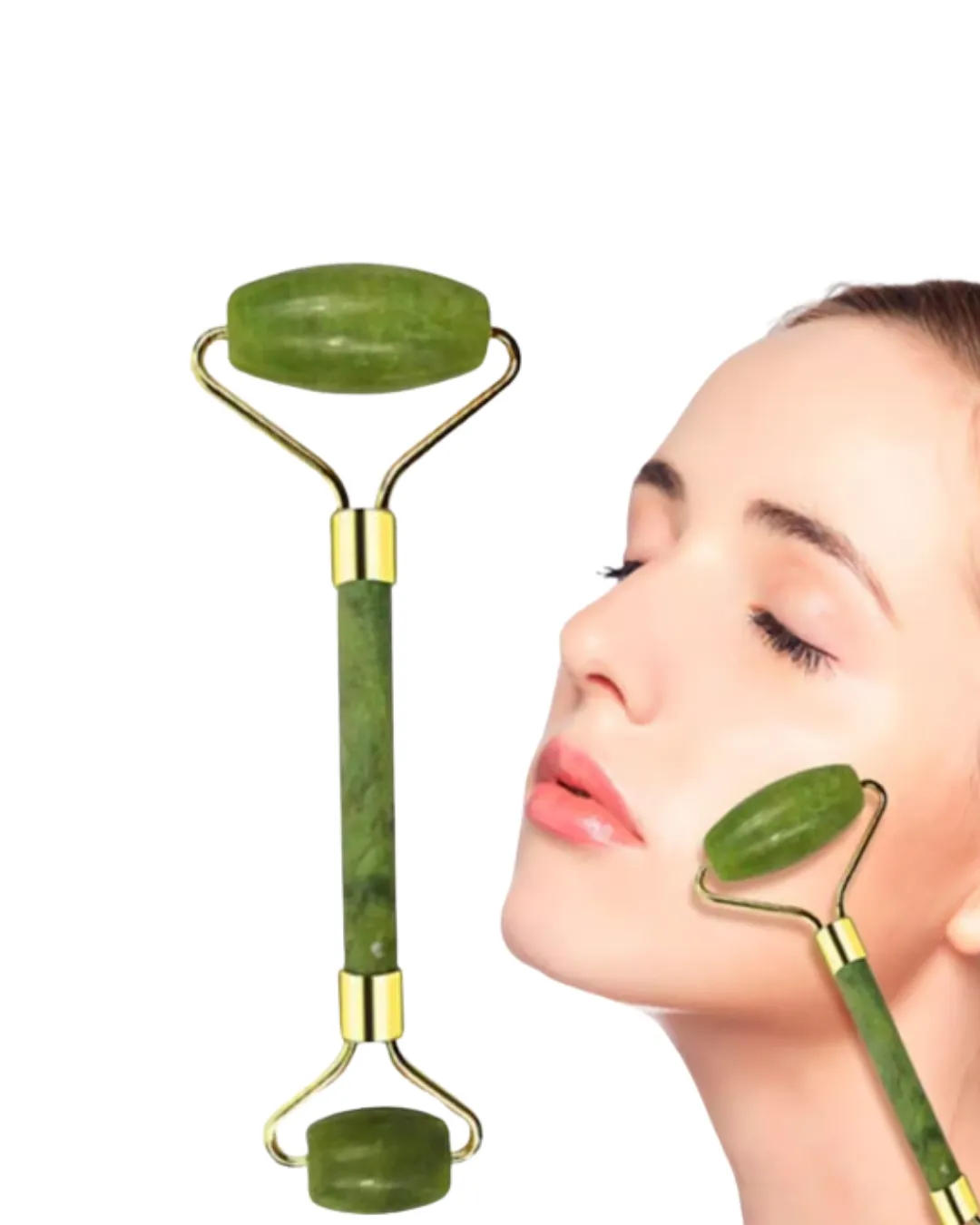 Doğal Yeşim Taşı Yüz Masaj Roller ve Gua Sha Seti 2 Parça