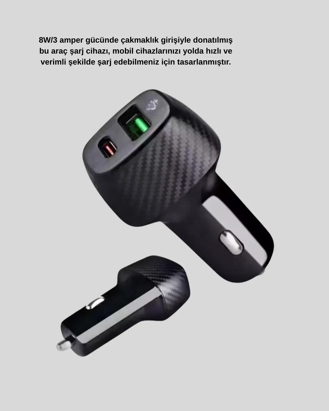 Bluetooth AUX Çevirici ve PD Destekli Araç Şarj Cihazı 2’li Set