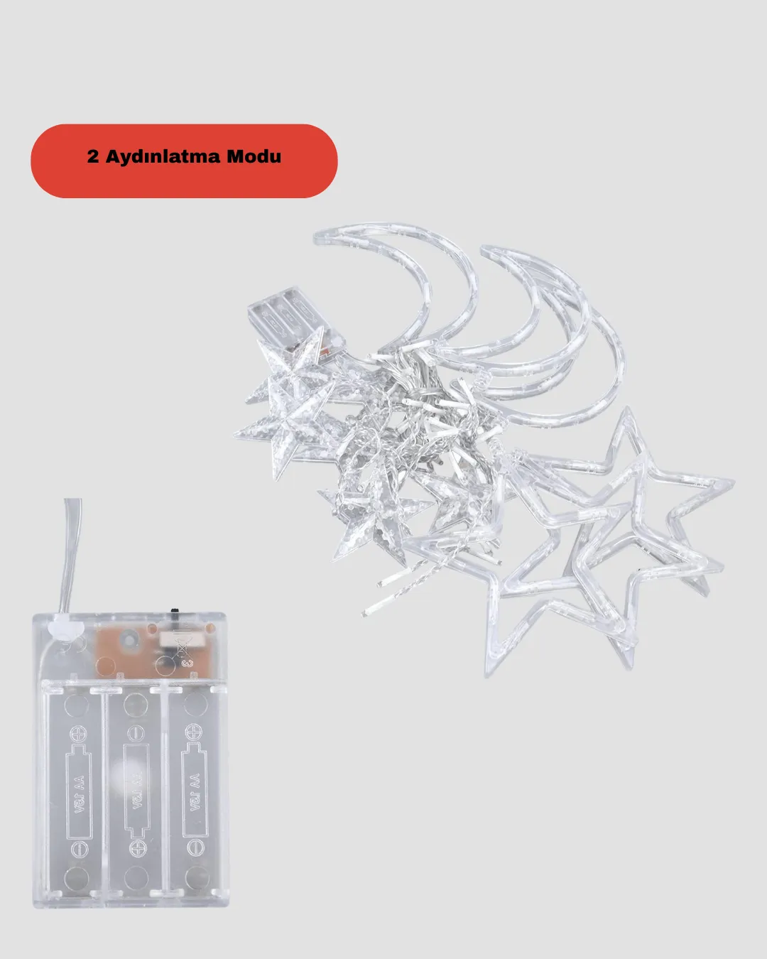 126 LED’li Yıldız Ay Perde Işık Prizden Çalışan Dekoratif Aydınlatma