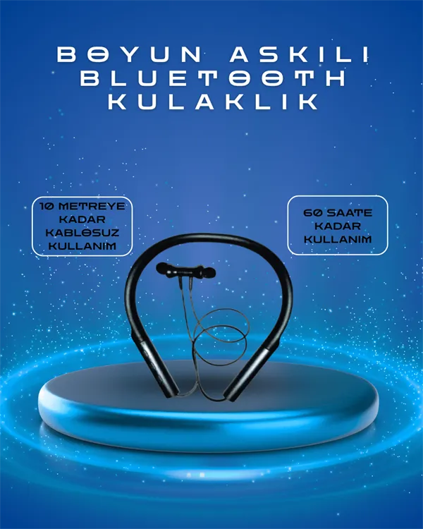 Polygold PG-100 Type-C Şarjlı Bluetooth Kulaklık – Boyun Askılı, Uzun Pil Ömürlü, Mikrofonlu