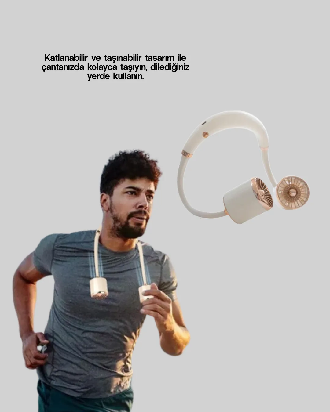 USB Şarjlı Katlanabilir Mini Boyun Fanı 1–3 Saat Kullanım