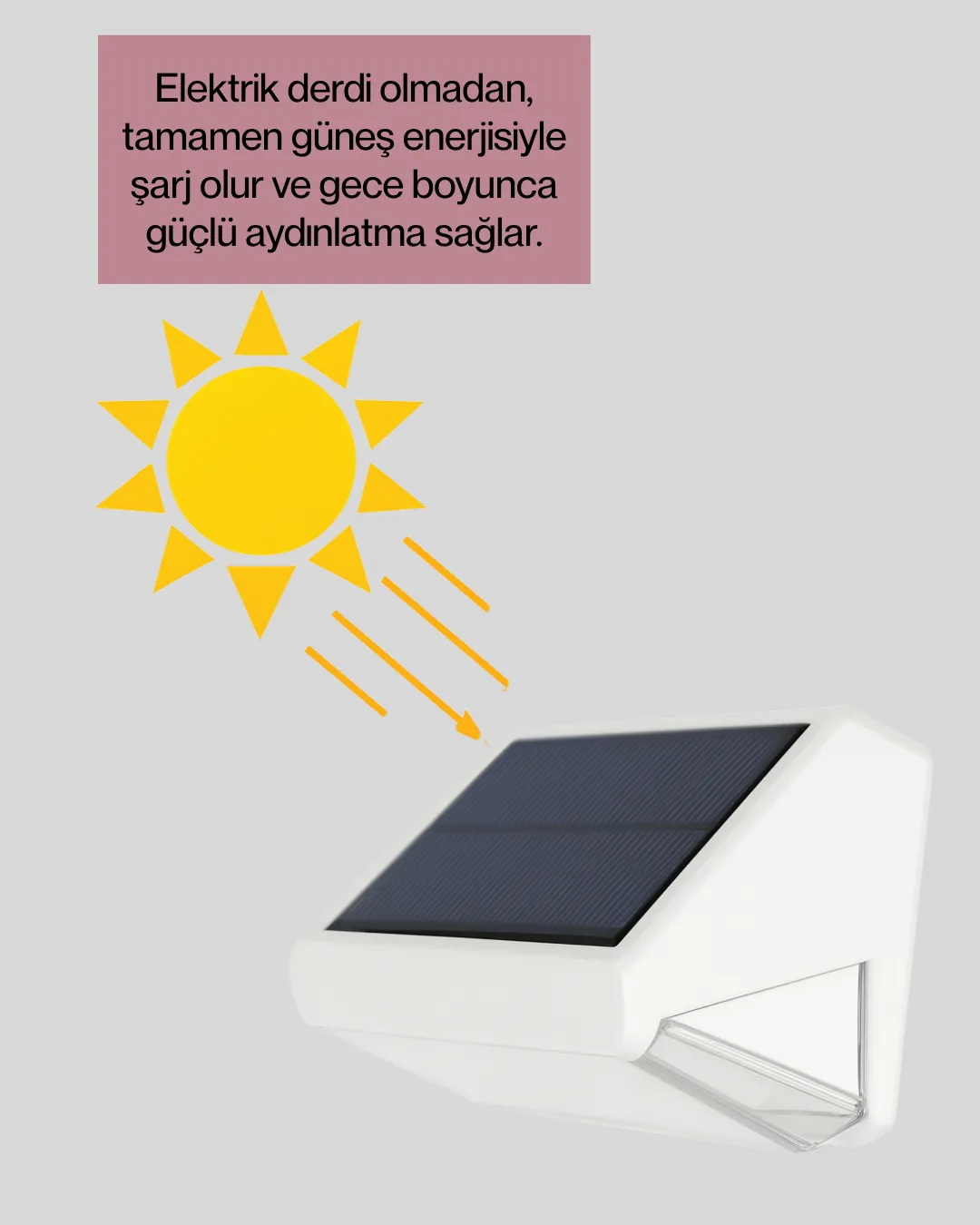 PIR Sensörlü Solar Lamba – Otomatik Şarj ve Gece Aydınlatma