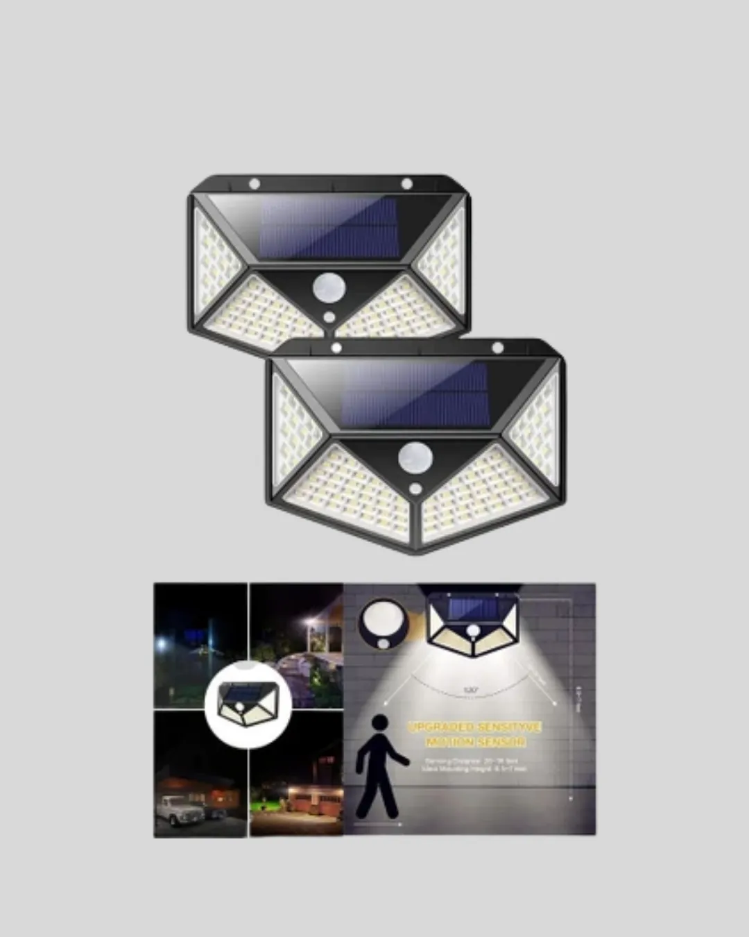 Solar Bahçe Lambası 100 LED Hareket Sensörlü Güneş Enerjili Aydınlatma