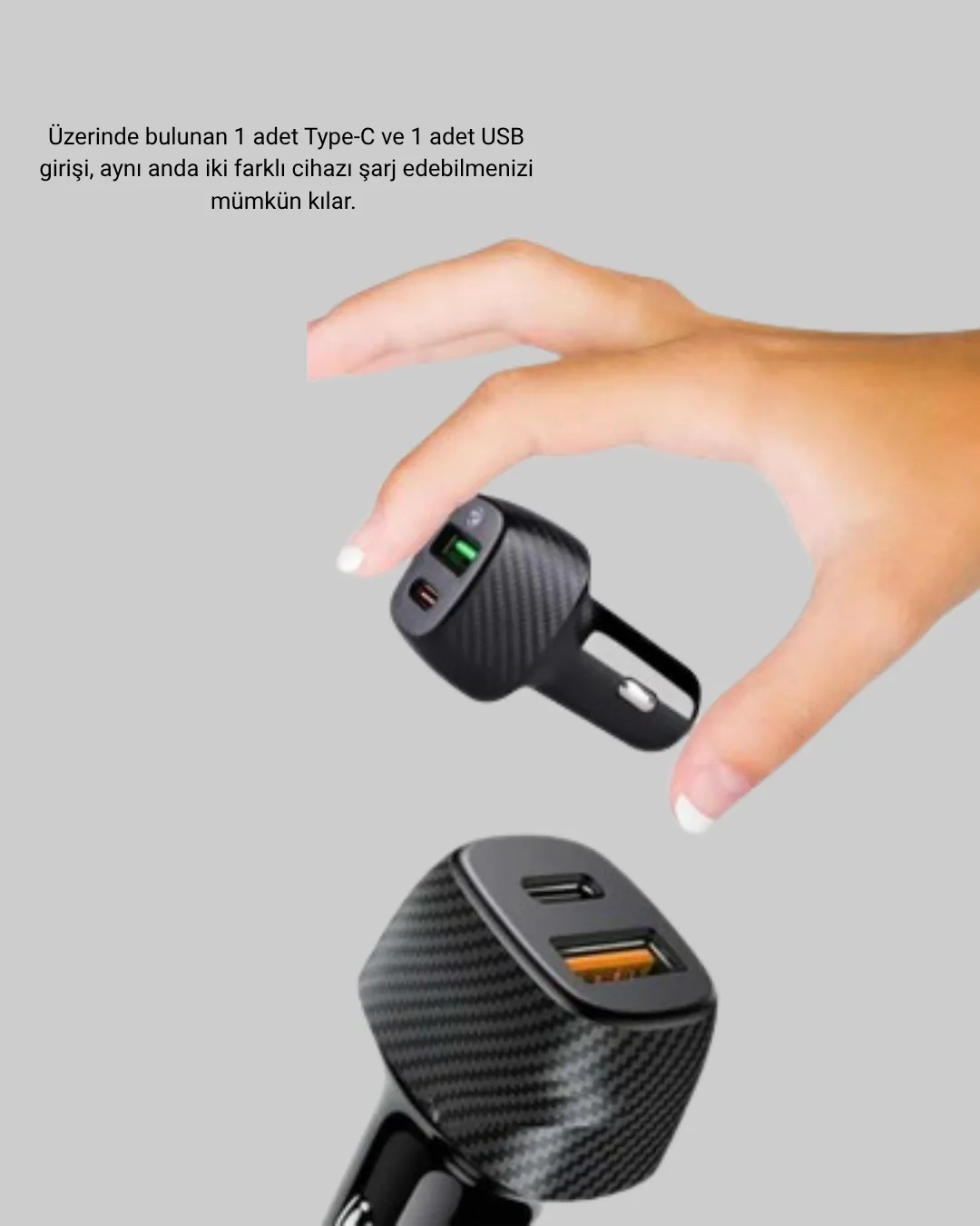 38W Araç Şarj Cihazı Type-C PD USB Hızlı Şarj Çift Port