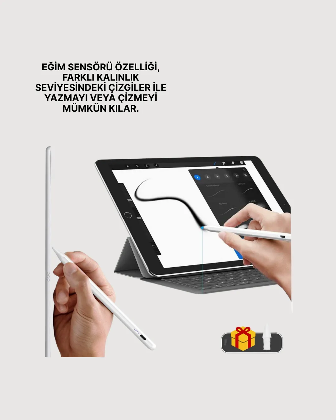 Akıcı Yazı ve Çizim için Eğim Sensörlü Dijital Kalem – 20 Saat Kesintisiz Kullanım