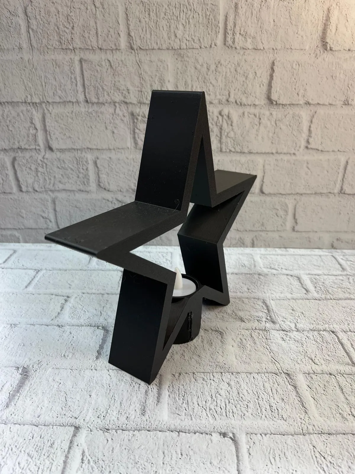 Siyah Yıldız Şeklinde Mumluk Loş Işık Dekor Aksesuarı