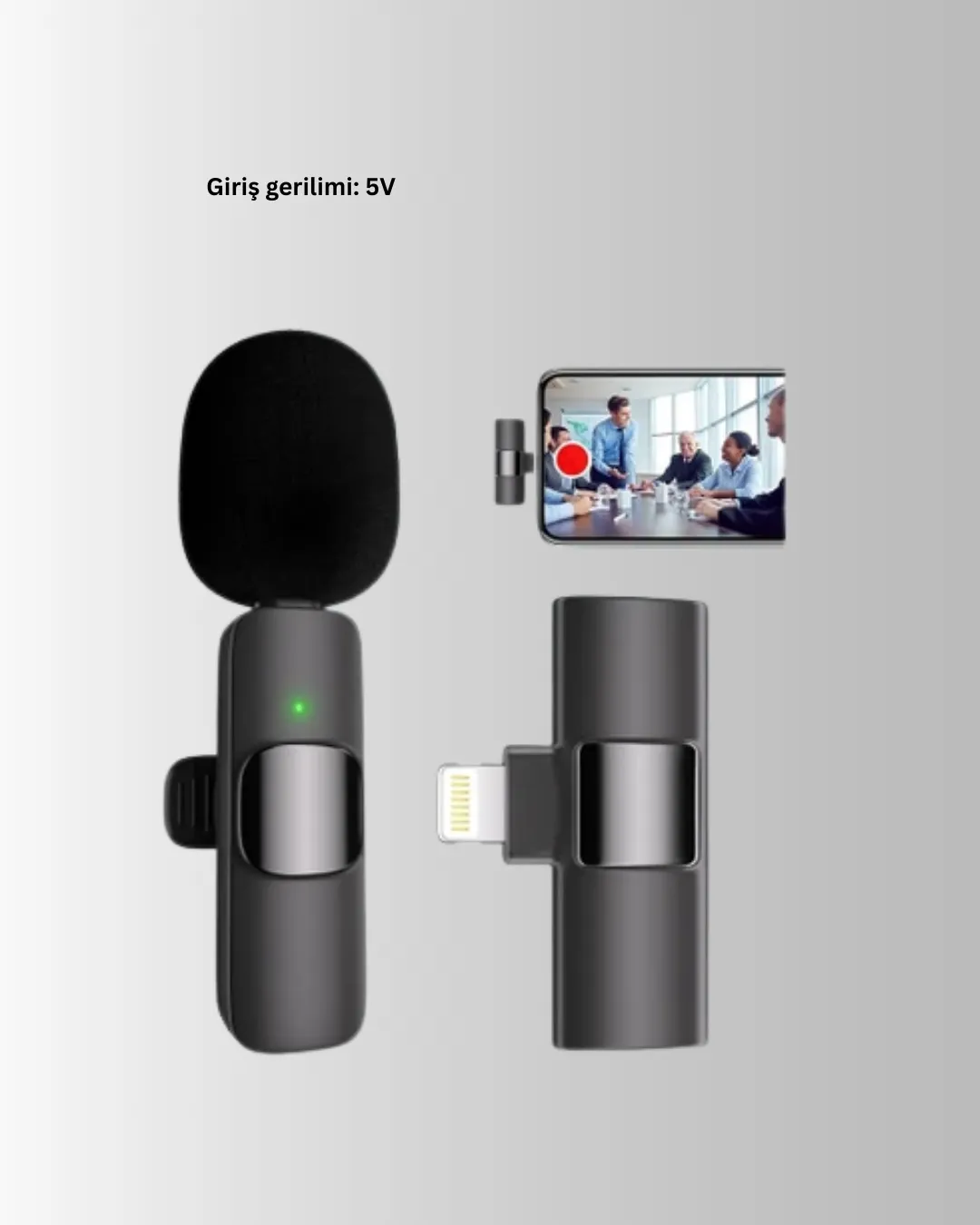 iPhone İçin Çift Mikrofonlu Telsiz Yaka Mikrofonu 360 Derece HD Ses