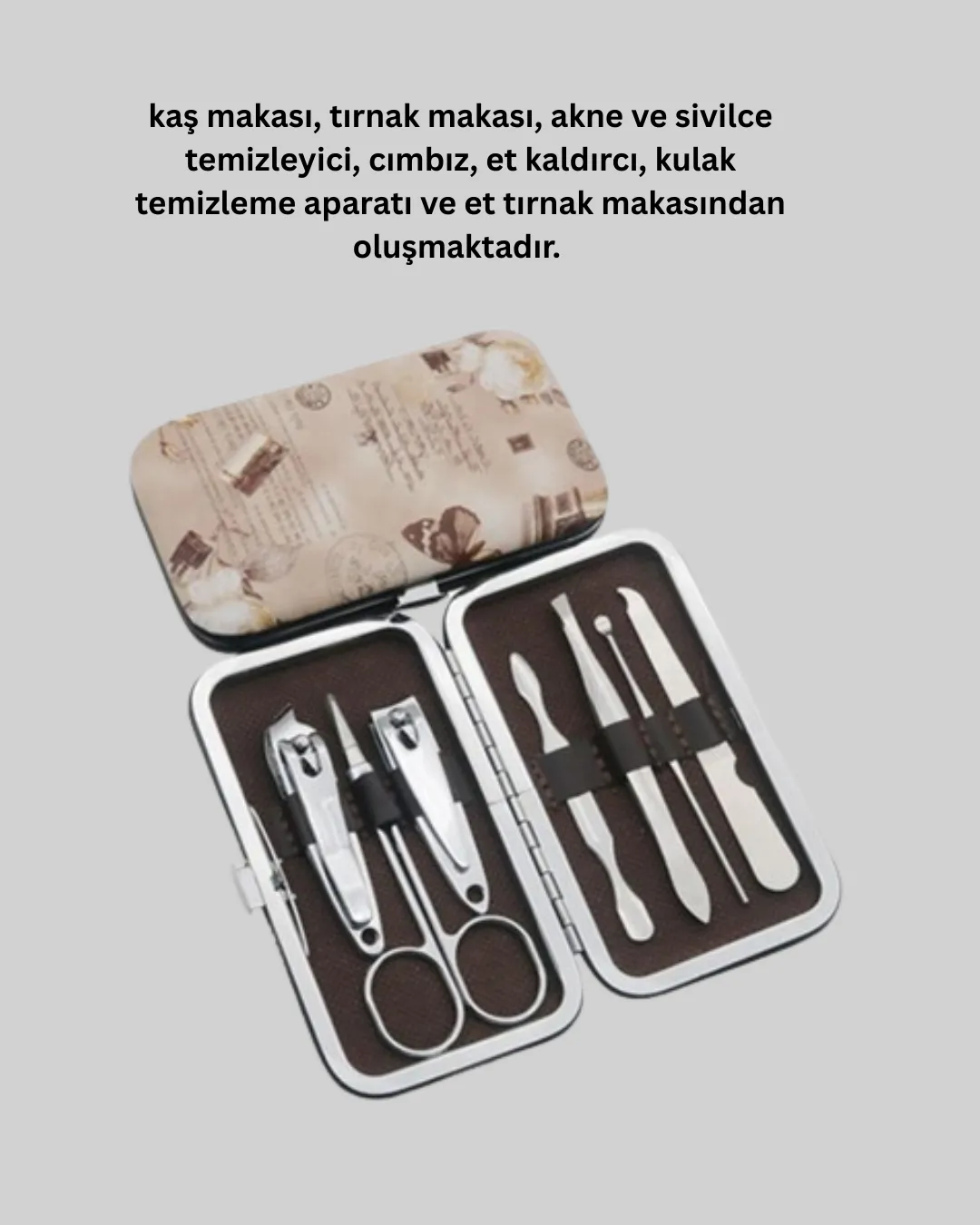 Dayanıklı Çelik Aletlerden Oluşan Kişisel Bakım Seti