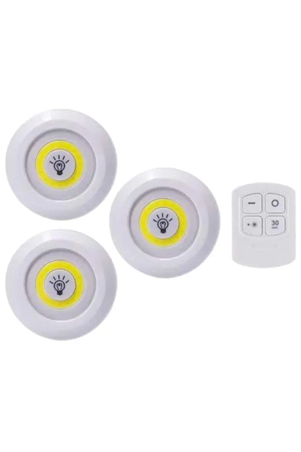 Led Lamba 3'lü Uzaktan Kumandalı Yapışkanlı