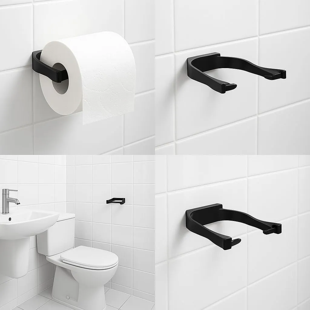 Duvara Monte Siyah Peçetelik Minimal Banyo Aksesuarı