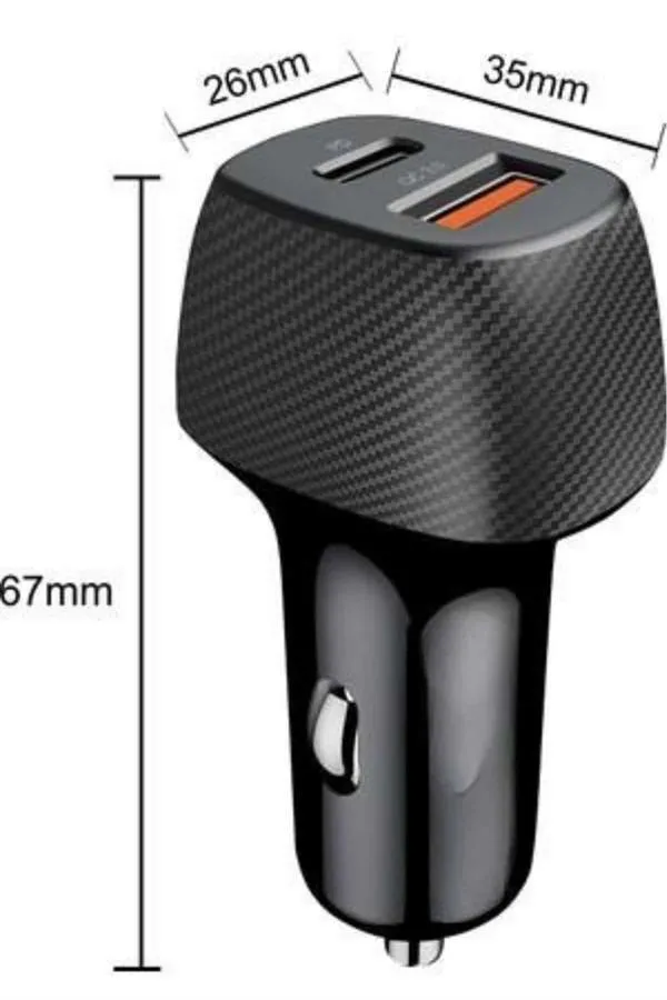 Araç İçi Hızlı Şarj Soketi 38W Oto Çakmaklık Type-C Araba Çakmaklık