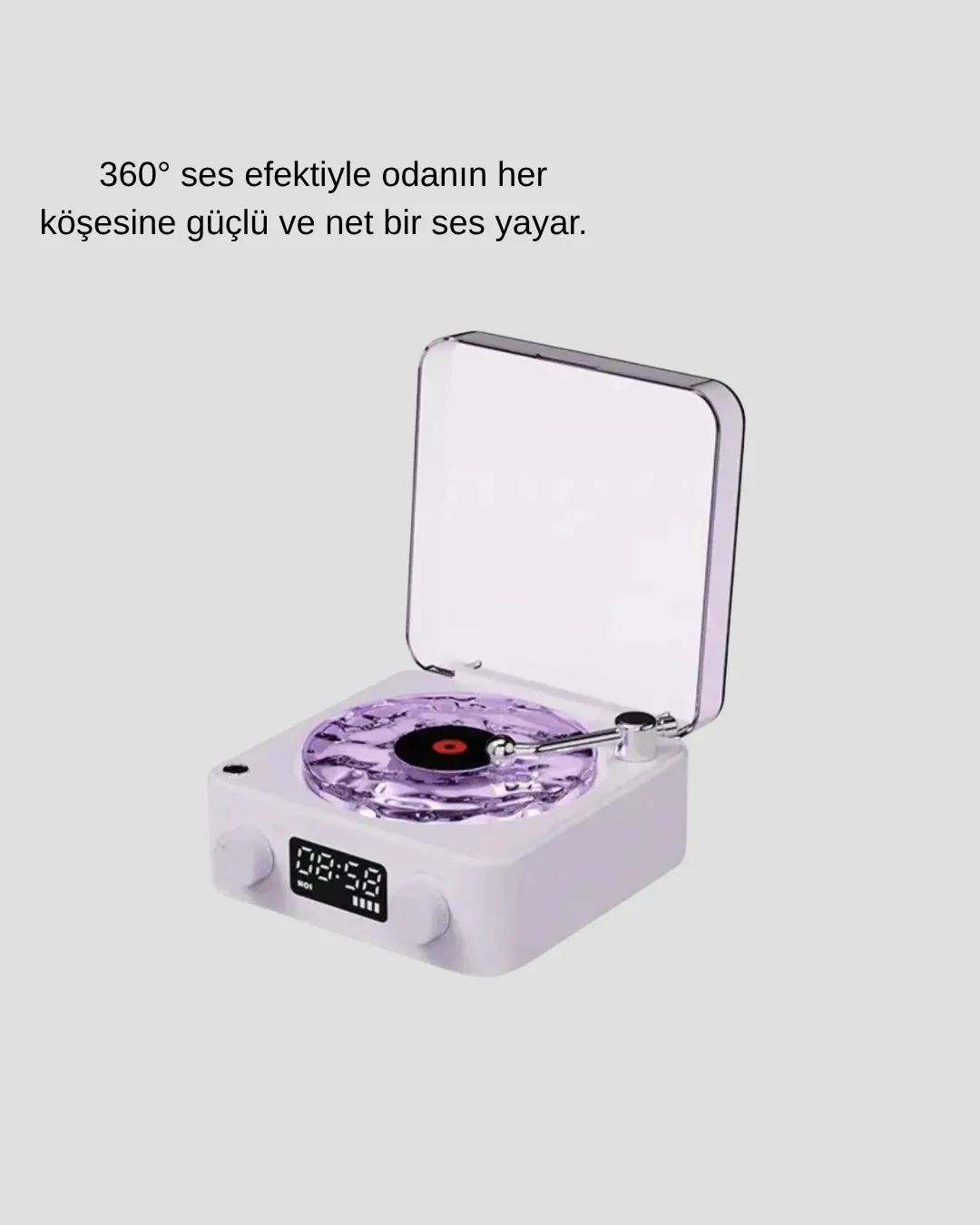 Retro Pikap Hoparlör Bluetooth AUX USB Type-C Projektörlü 360° Sesli Taşınabilir