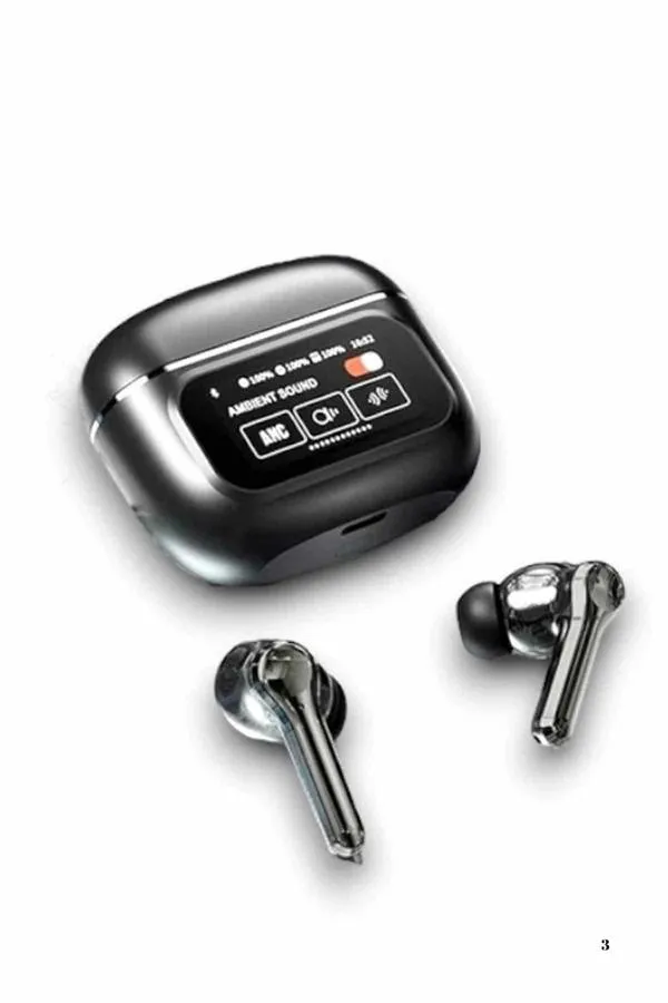 Yeni Nesil ANC Özellikli Çağrı Cevaplayan Dokunmatik Ekranlı Bluetooth Kulaklık Siyah