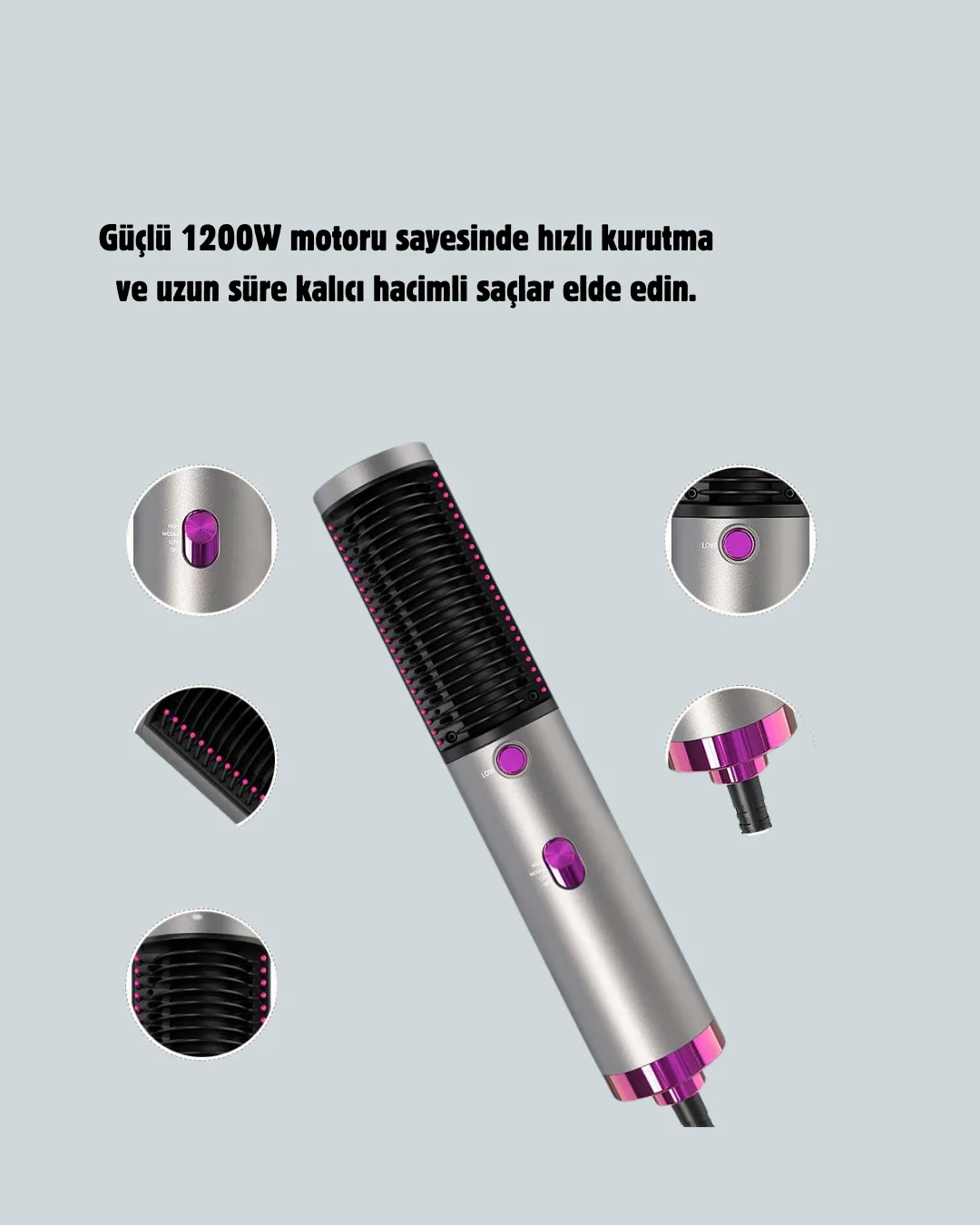 Ergonomik Tasarımlı Hafif ve Taşınabilir Sıcak Hava Fırçası