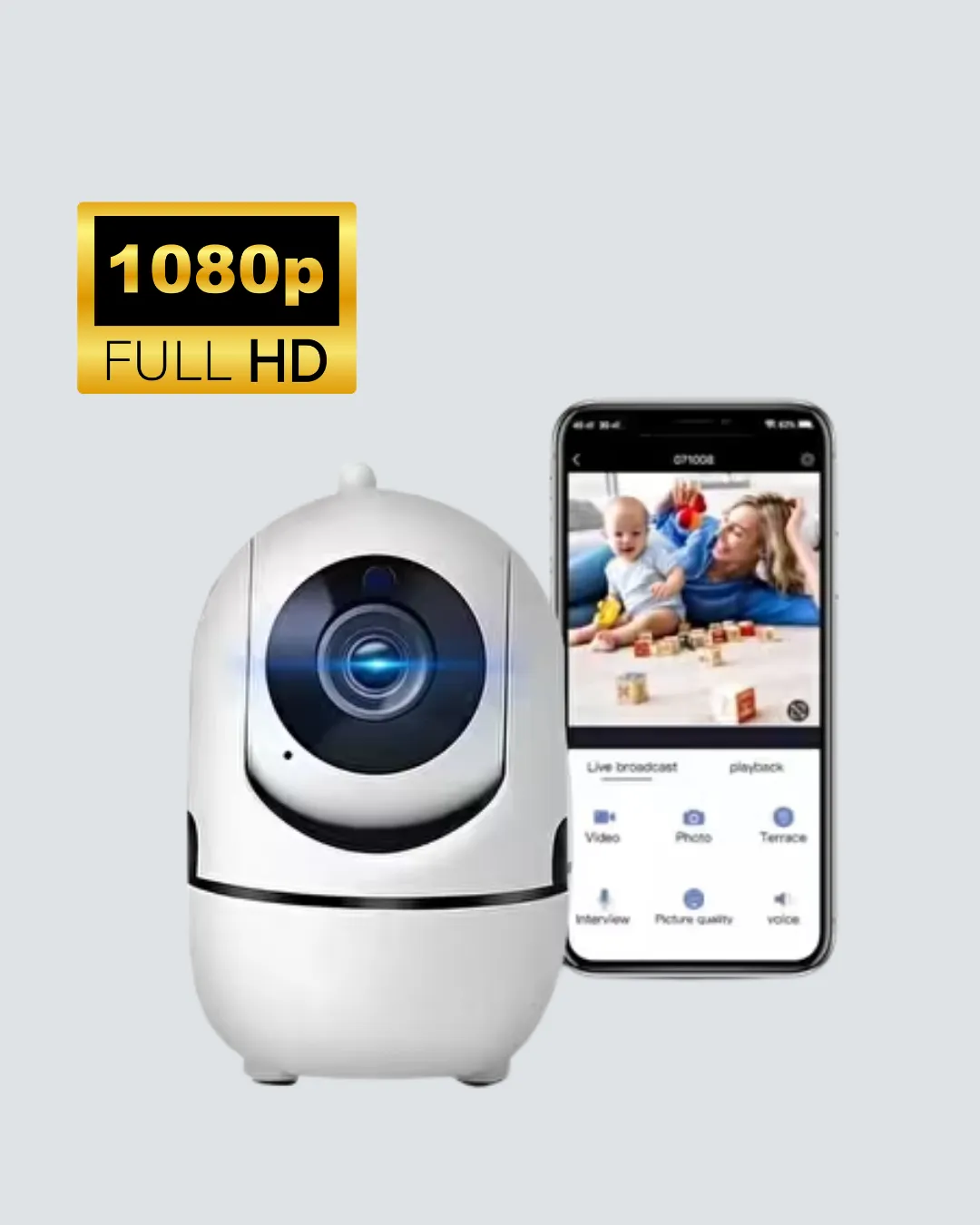 Full HD 1080P Kablosuz Pan & Tilt Güvenlik Kamerası – Hareket Takipli ve İki Yönlü Sesli