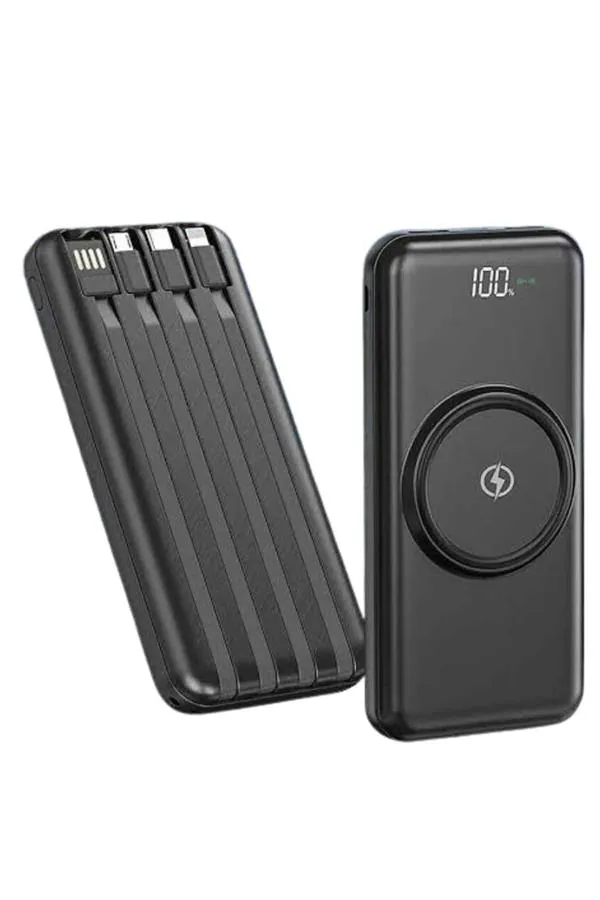 Kablosuz Çoklu Şarj Girişli 10.000 Mah Kablolu Powerbank Taşınabilir