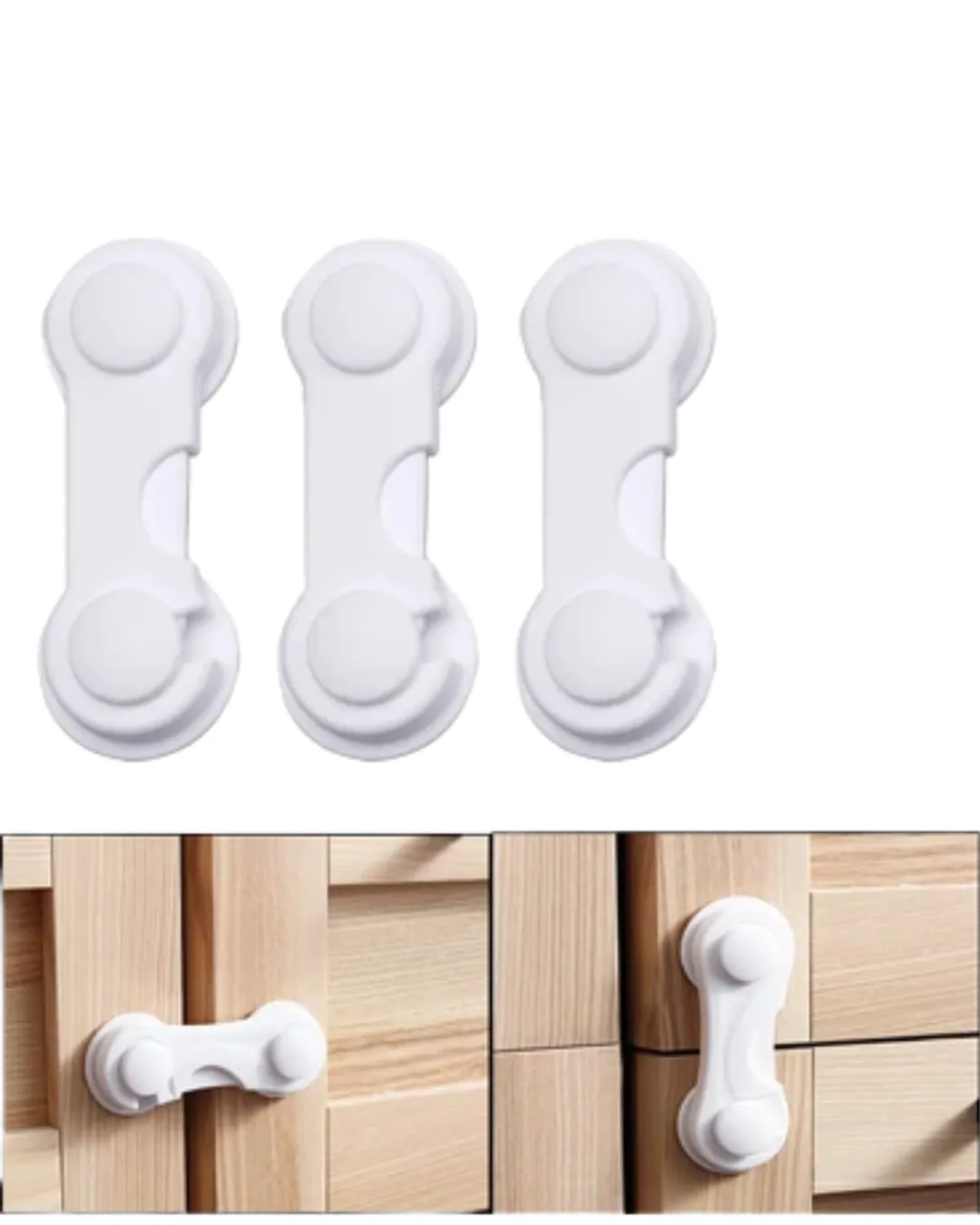 4 Adet Dolap ve Çekmece Emniyet Kilidi Çift Taraflı Bantlı Güvenli Tasarım