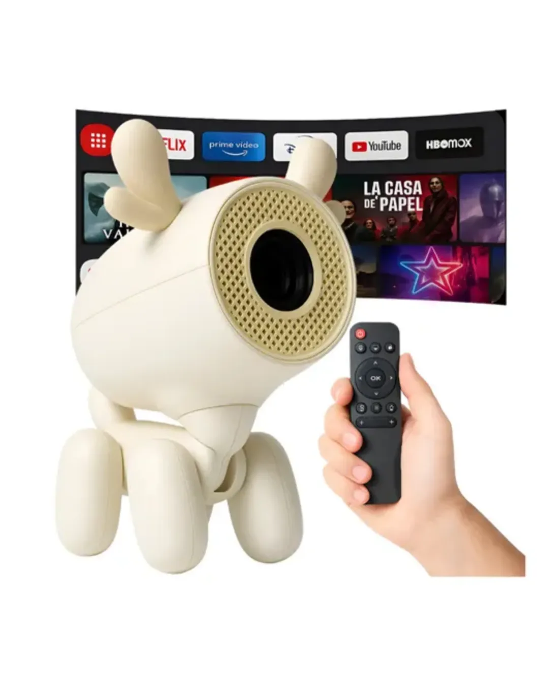 Geyik Tasarımlı Akıllı Projeksiyon 4K Destekli 500 ANSI Lümen