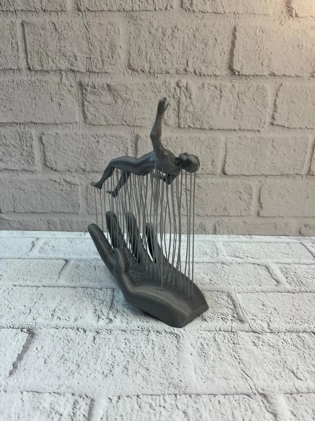 3D El İnsan Figürü Gri Modern Ev ve Ofis Dekoru