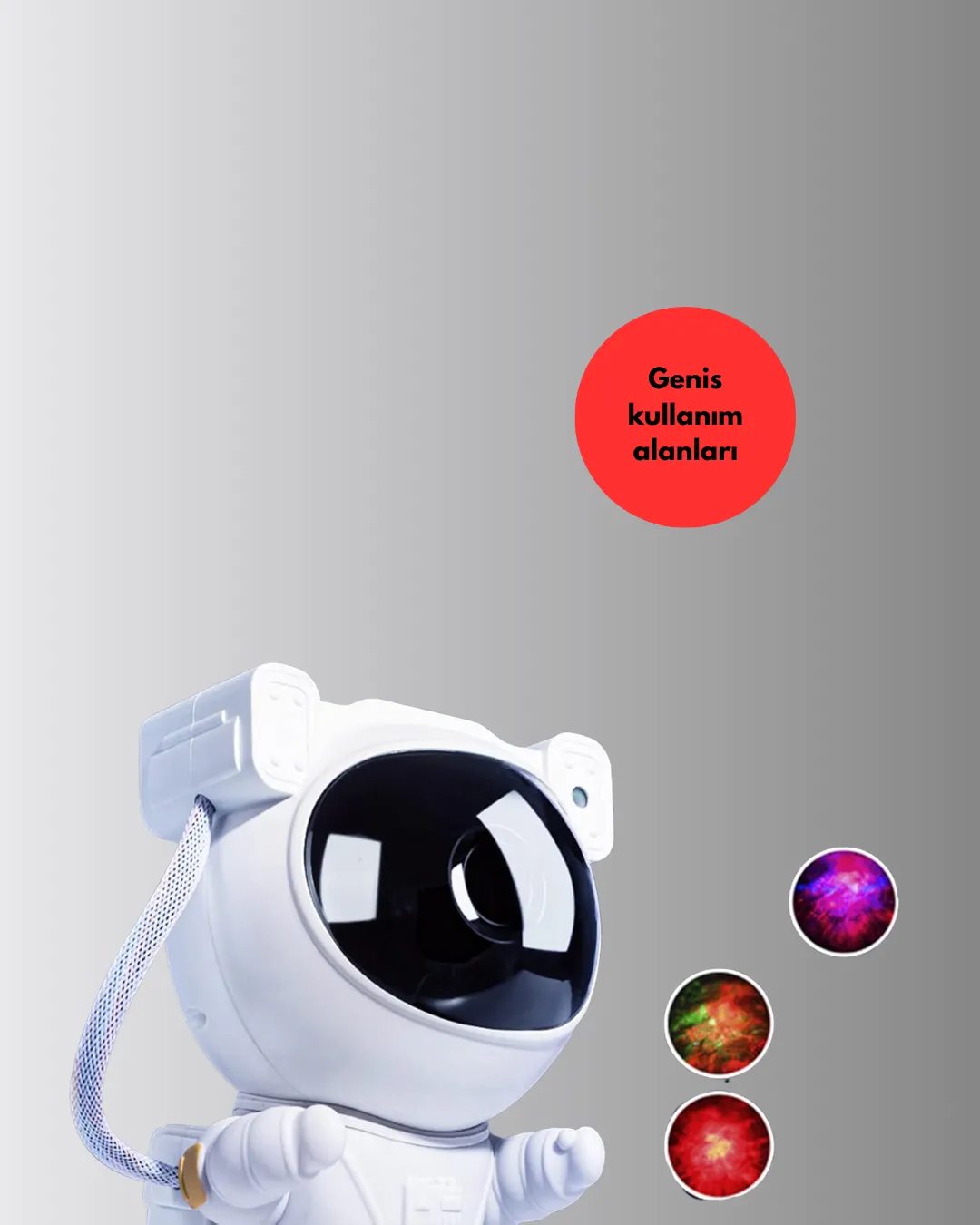 8 Efektli Astronot Galaxy Projektör Uzaktan Kumandalı LED Gece Lambası