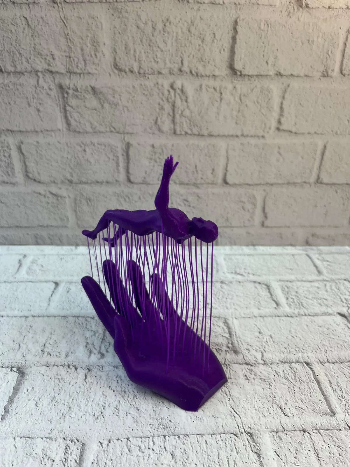 3D El İnsan Figürü Mor Modern Masa Üstü Ev ve Ofis Dekoru