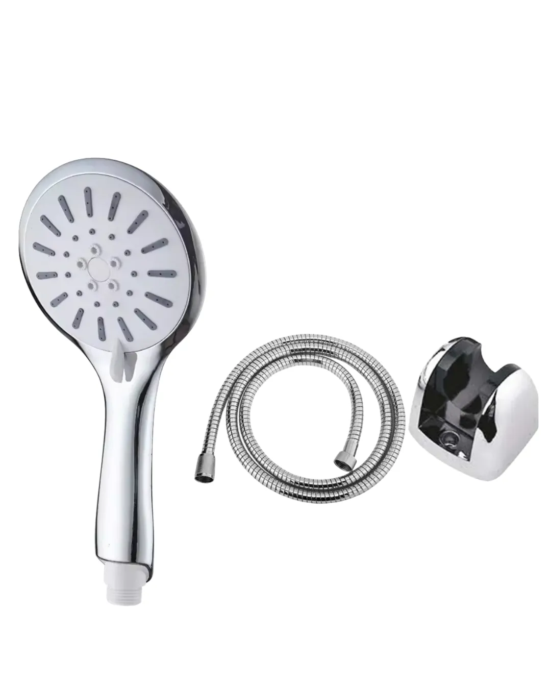 Krem Duş Başlığı Seti 4 Kademeli El Duşu Spiral Hortumlu Banyo Seti